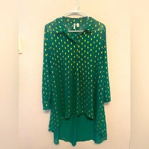 Sheer green dress blouse